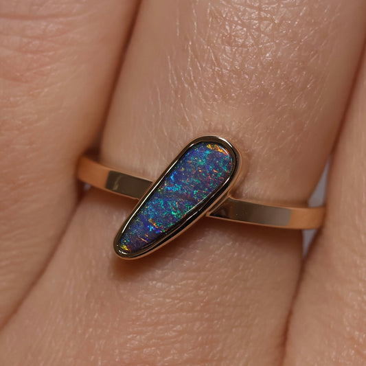 Boulder Opal Ring - 9K Yellow Gold