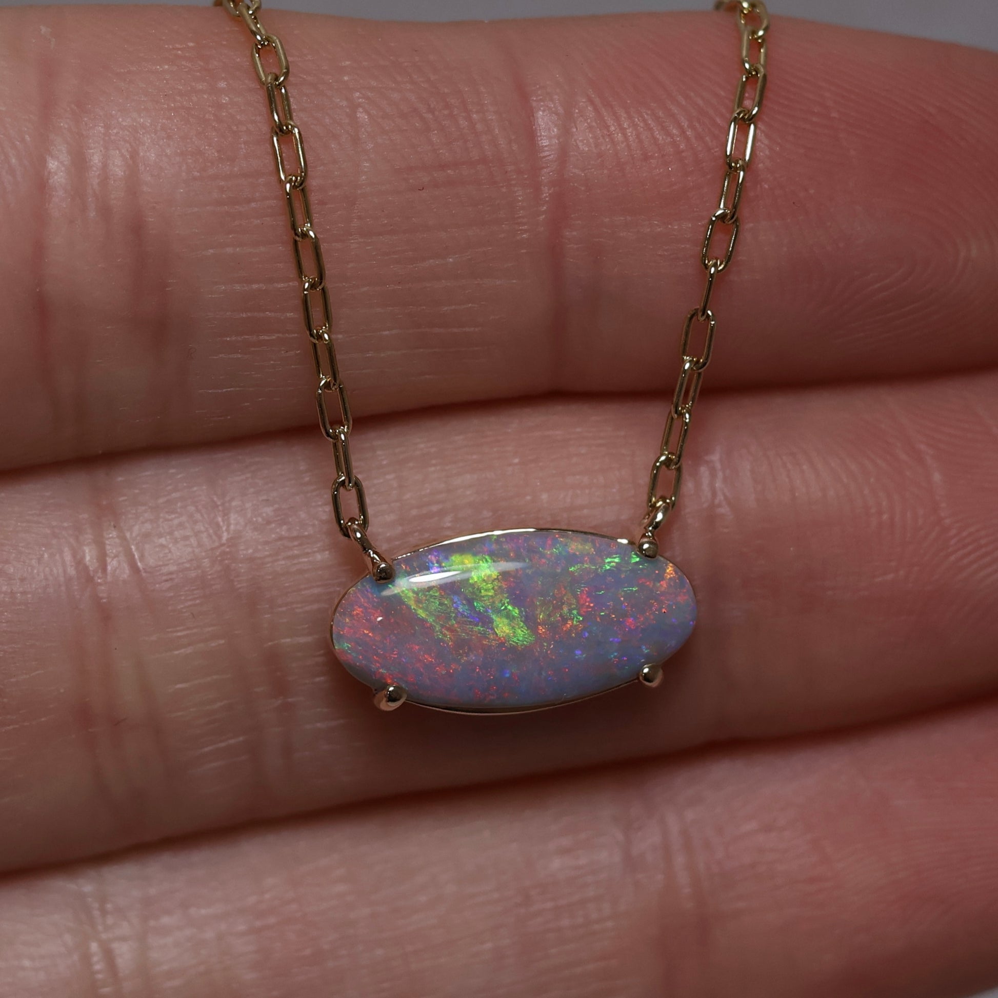 Semi Black Opal Pendant - 9K Yellow Gold
