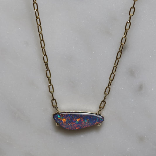 Boulder Opal Pendant - 9K Yellow Gold