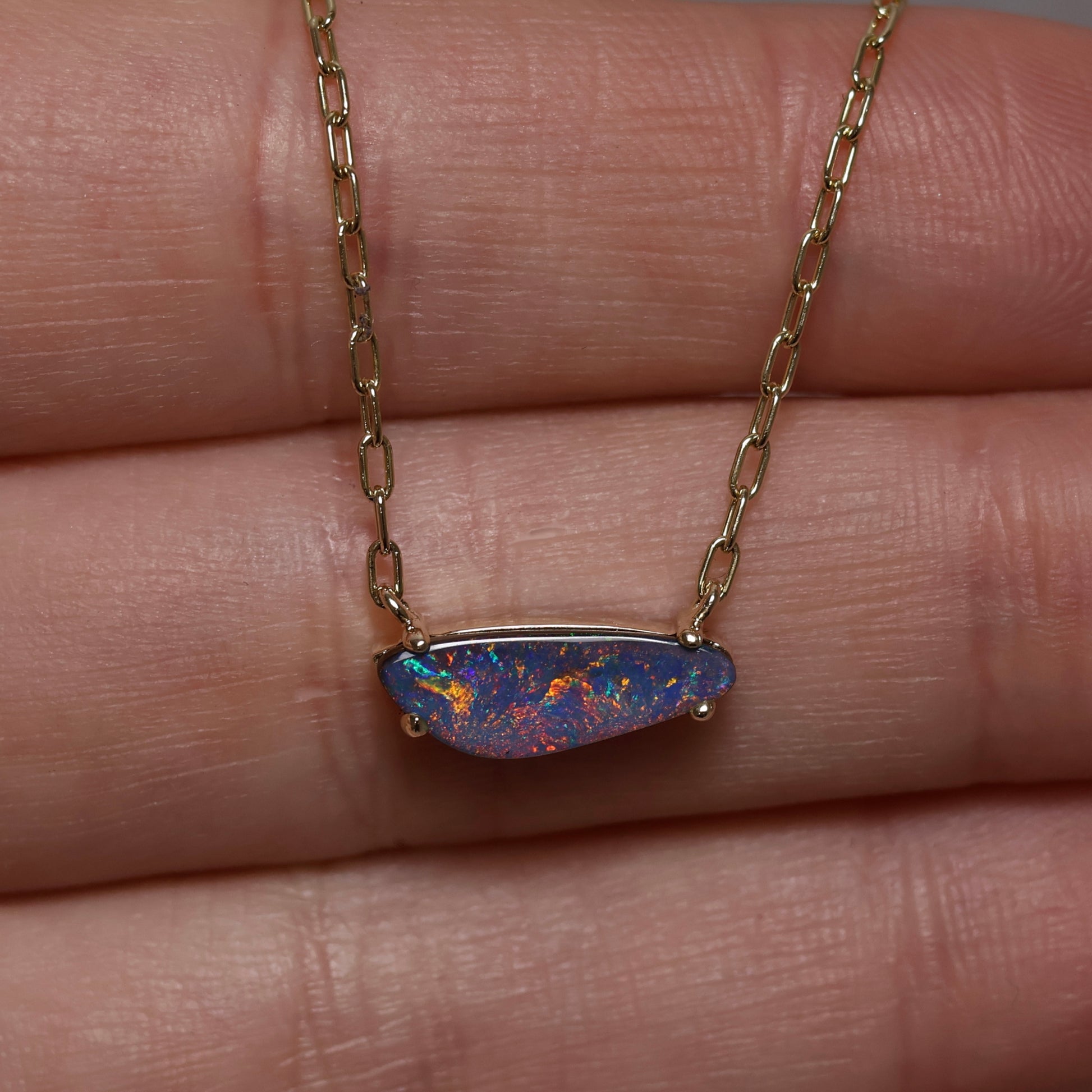Boulder Opal Pendant - 9K Yellow Gold