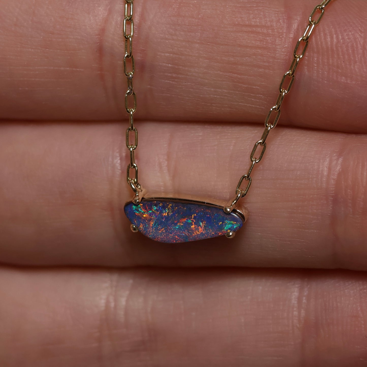 Boulder Opal Pendant - 9K Yellow Gold
