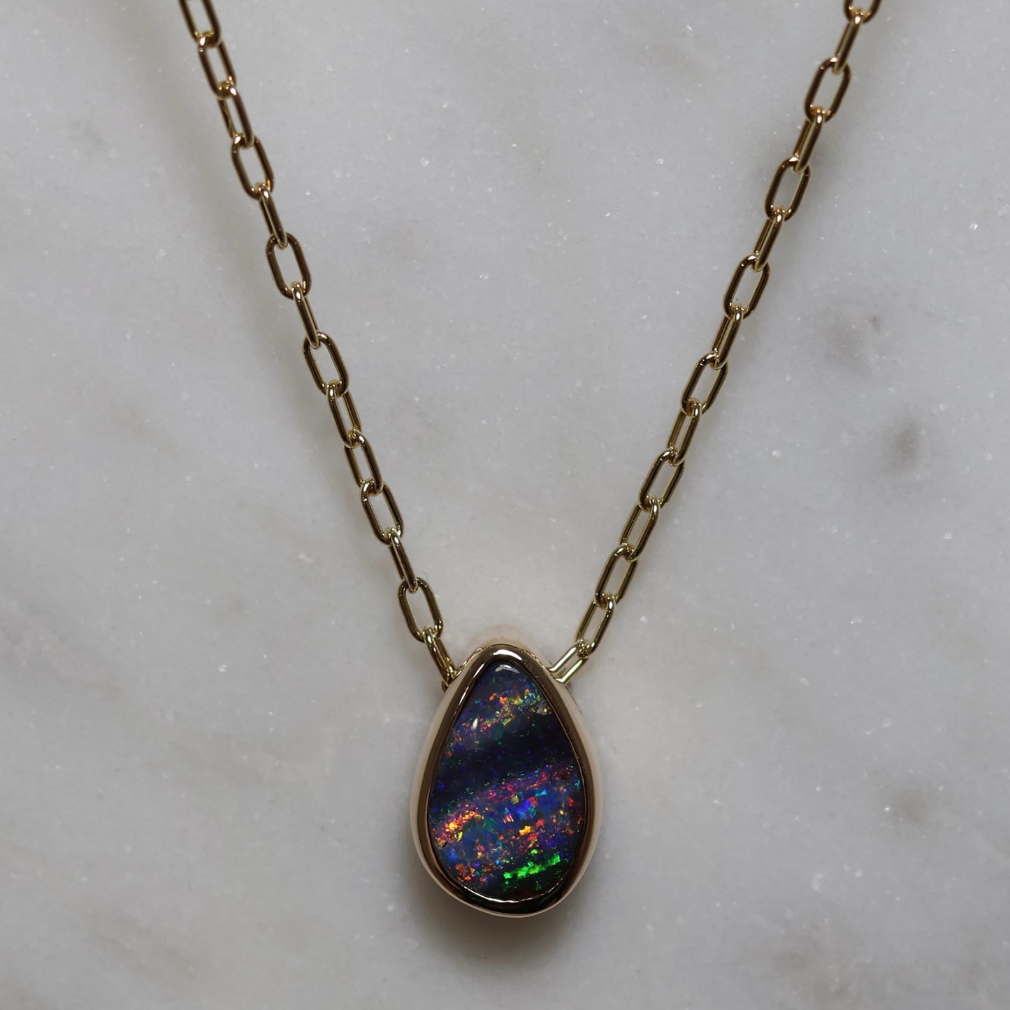 Boulder Opal Pendant - 9K Yellow Gold
