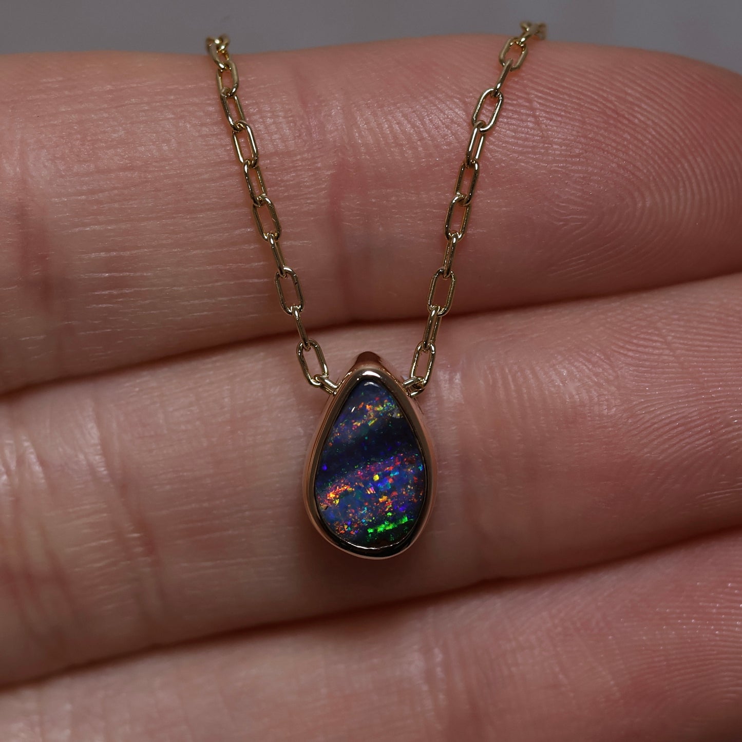 Boulder Opal Pendant - 9K Yellow Gold
