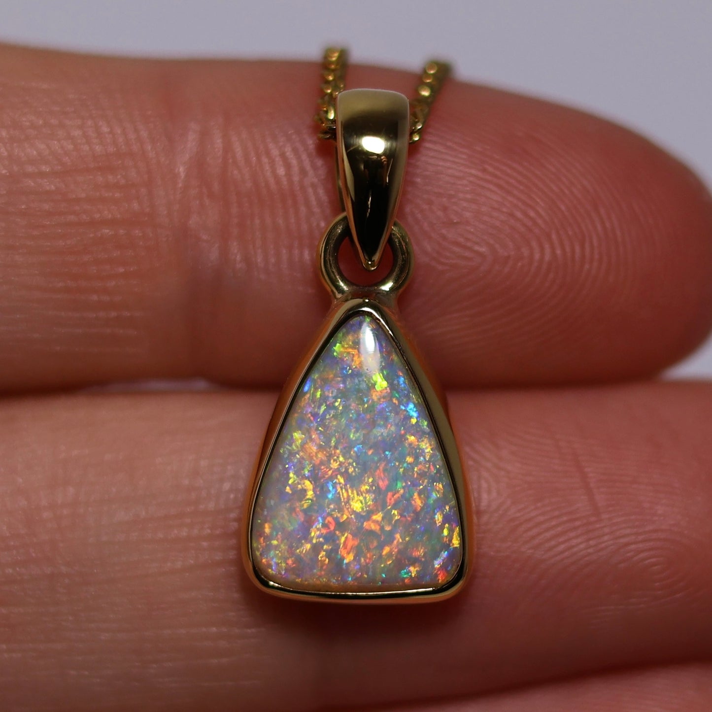 Crystal Triangle Pendant - 18K Yellow Gold