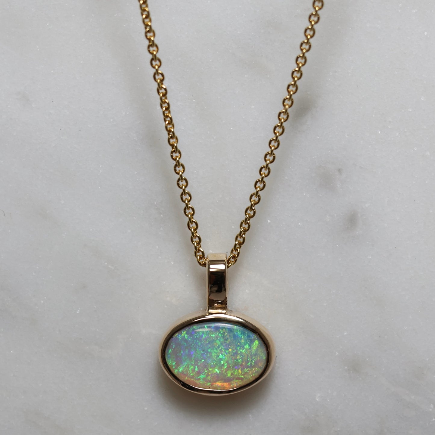 Crystal Opal Pendant - 9K Yellow Gold