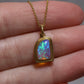 Crystal Opal Pendant - Satin Finish 18K Yellow Gold