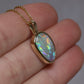 Semi Black Opal Pendant - 14K Yellow Gold