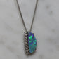 Semi Black Opal Pendant With Diamonds - 18K White Gold