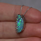 Semi Black Opal Pendant With Diamonds - 18K White Gold