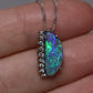 Semi Black Opal Pendant With Diamonds - 18K White Gold