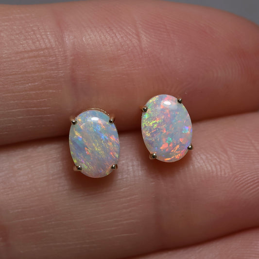 Crystal Opal Studs - 14K Yellow Gold
