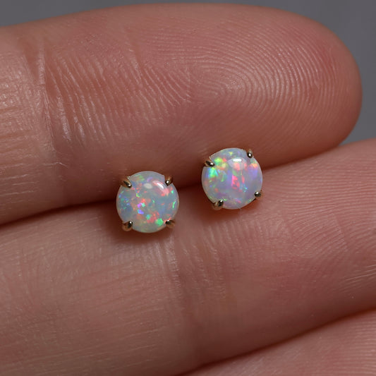5mm Crystal Opal Studs - 14K Yellow Gold