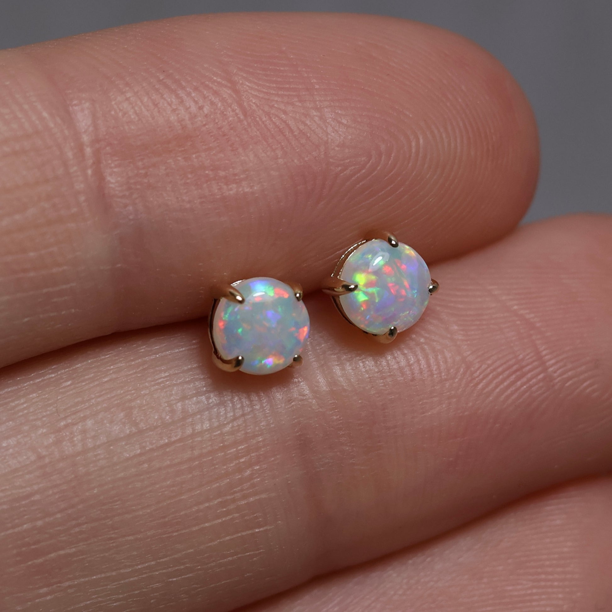 5mm Crystal Opal Studs - 14K Yellow Gold