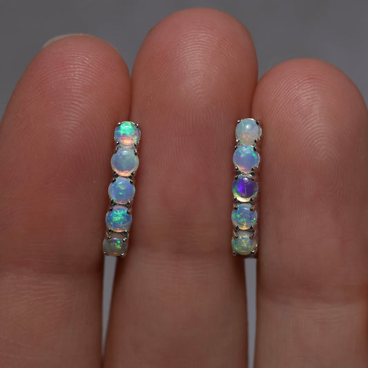 Crystal Opal Hoop - Sterling Silver