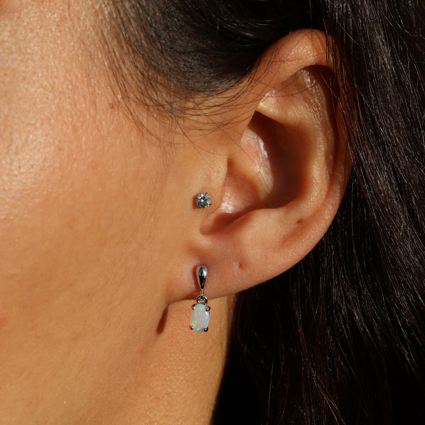 Crystal Opal Studs - Sterling Silver