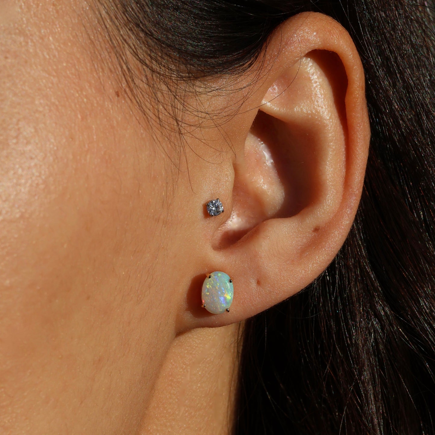 Crystal Opal Studs - 14K Yellow Gold