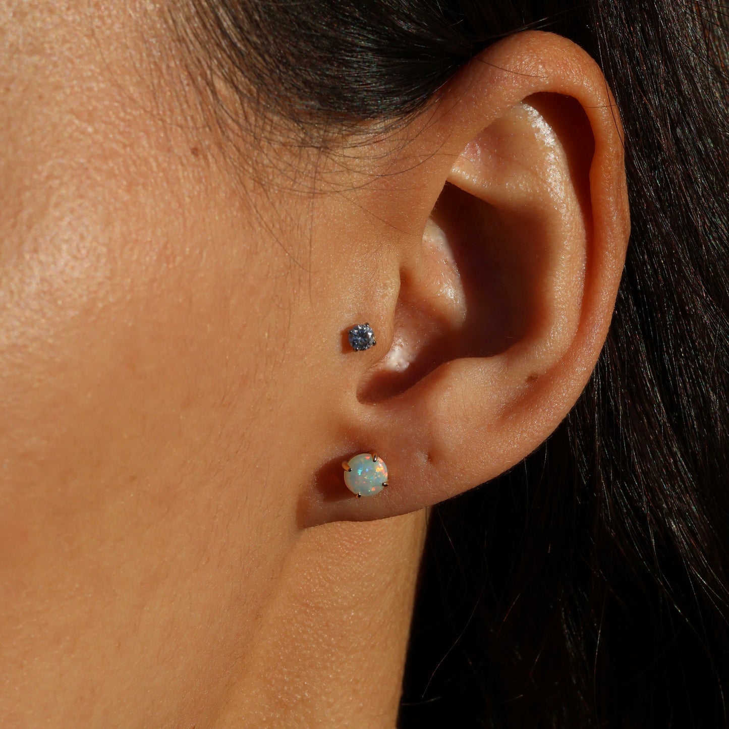 5mm Crystal Opal Studs - 14K Yellow Gold