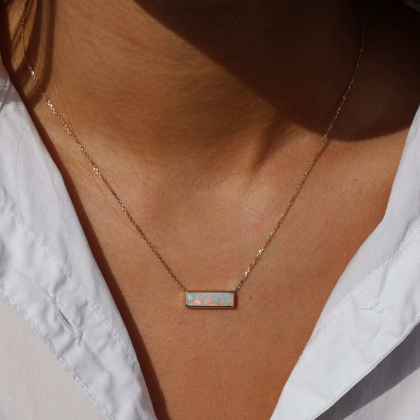 Rectangle Pendant With Gold Chain - 9K Yellow Gold