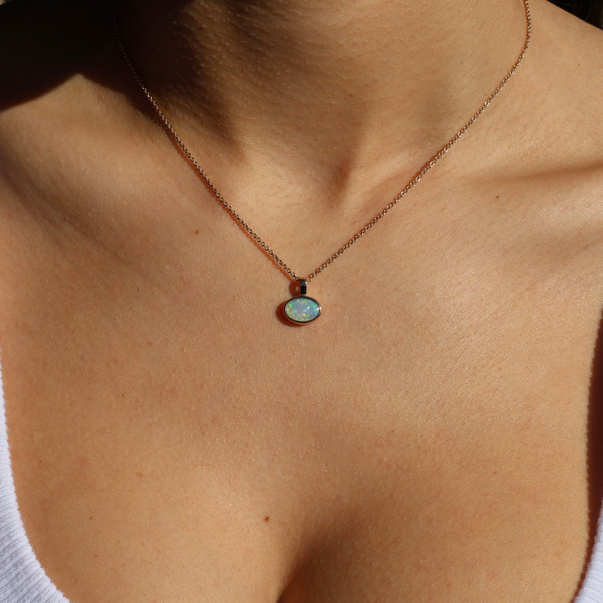 Crystal Opal Pendant - 9K Yellow Gold