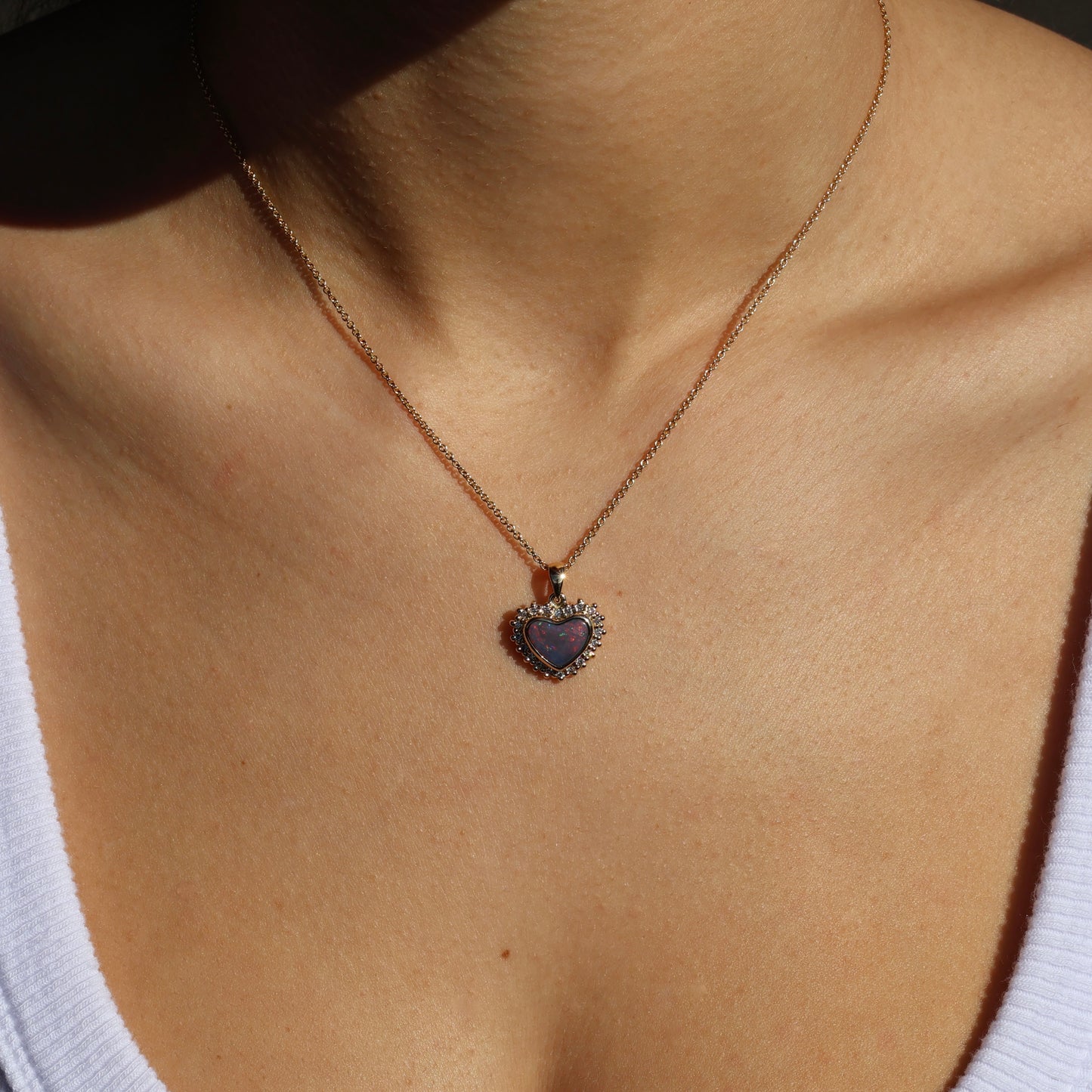 Flashy Black Opal Pendant With Diamonds - 18K Yellow Gold