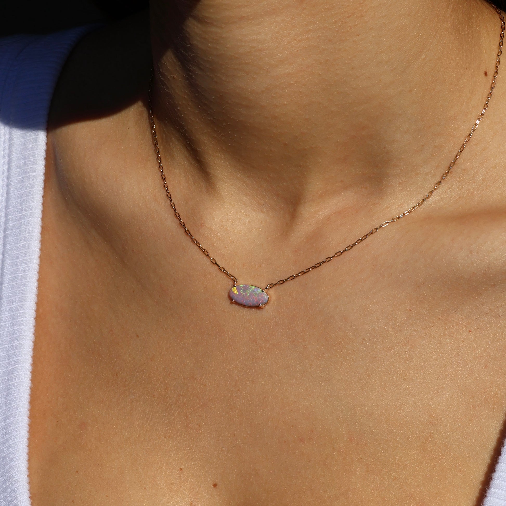 Semi Black Opal Pendant - 9K Yellow Gold