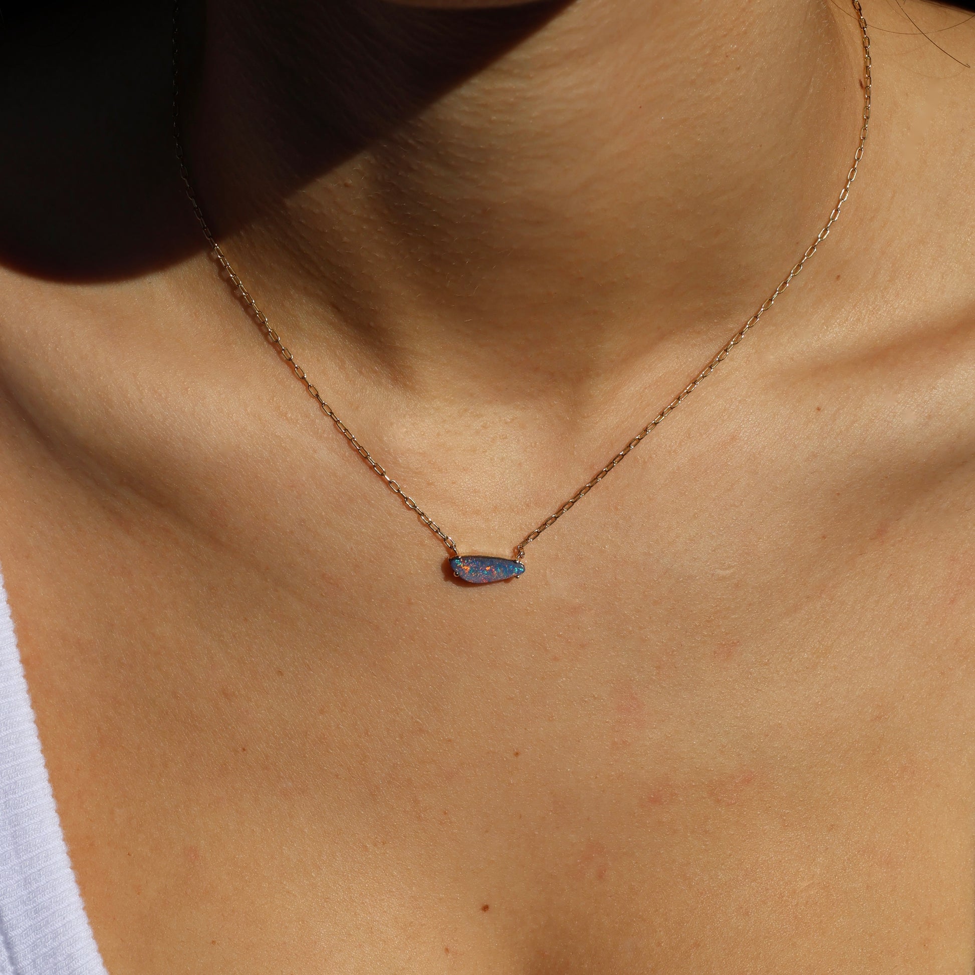 Boulder Opal Pendant - 9K Yellow Gold
