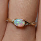Crystal Opal Ring With Diamonds - 14K Yellow Gold