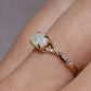 Crystal Opal Ring With Diamonds - 14K Yellow Gold