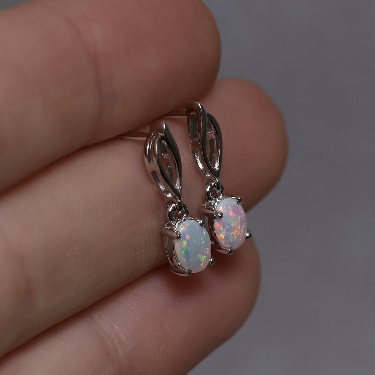 Crystal Opal Studs - Sterling Silver