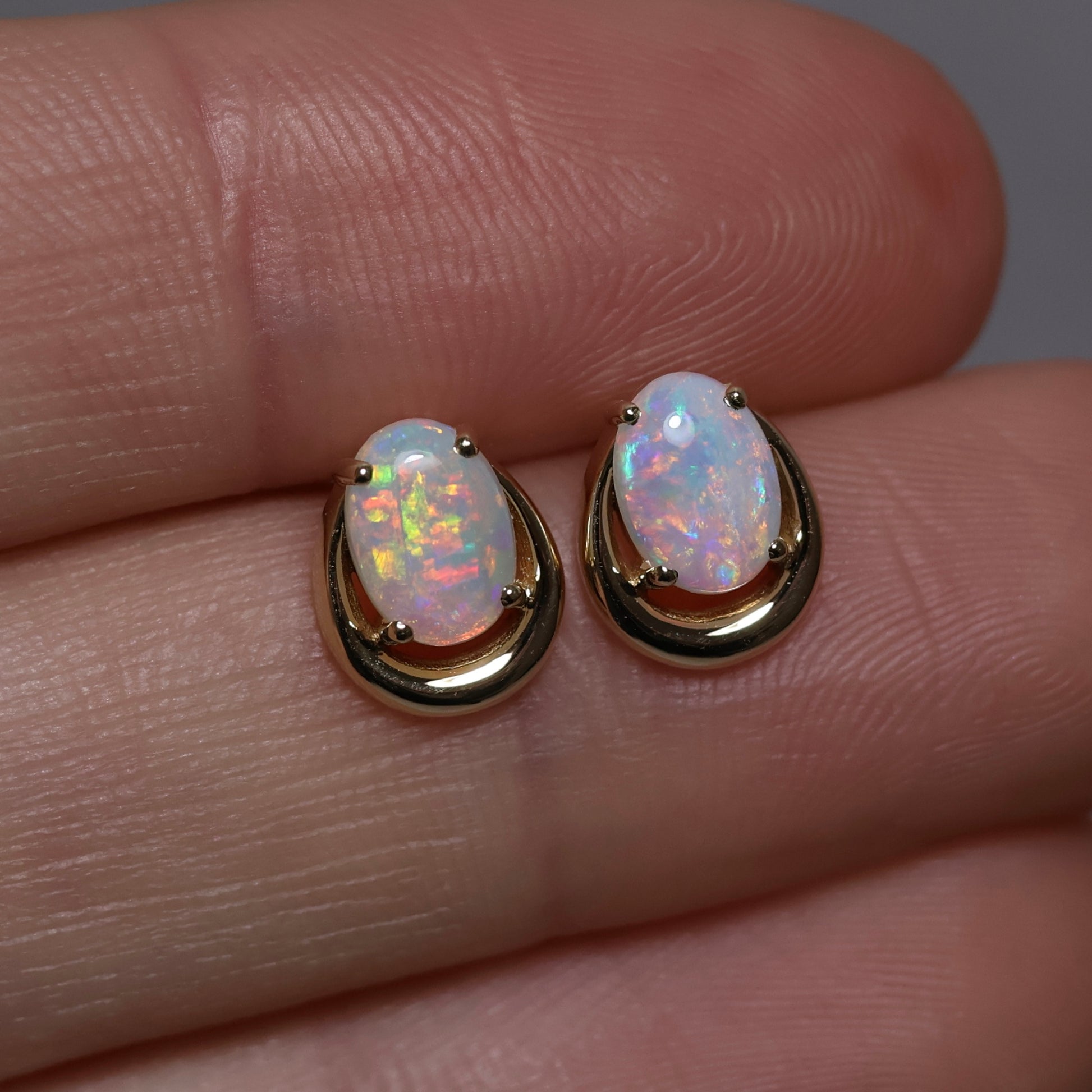Crystal Opal Studs - 14K Yellow Gold