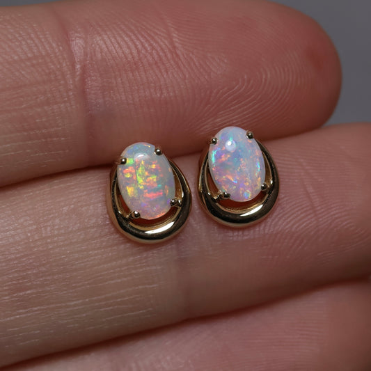 Crystal Opal Studs - 14K Yellow Gold