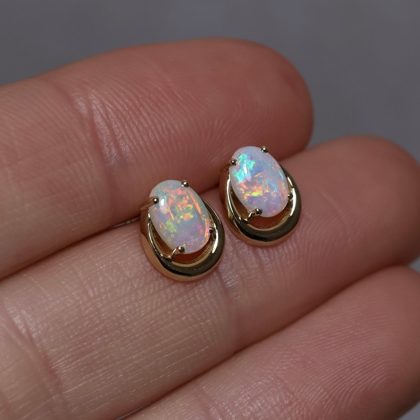 Crystal Opal Studs - 14K Yellow Gold