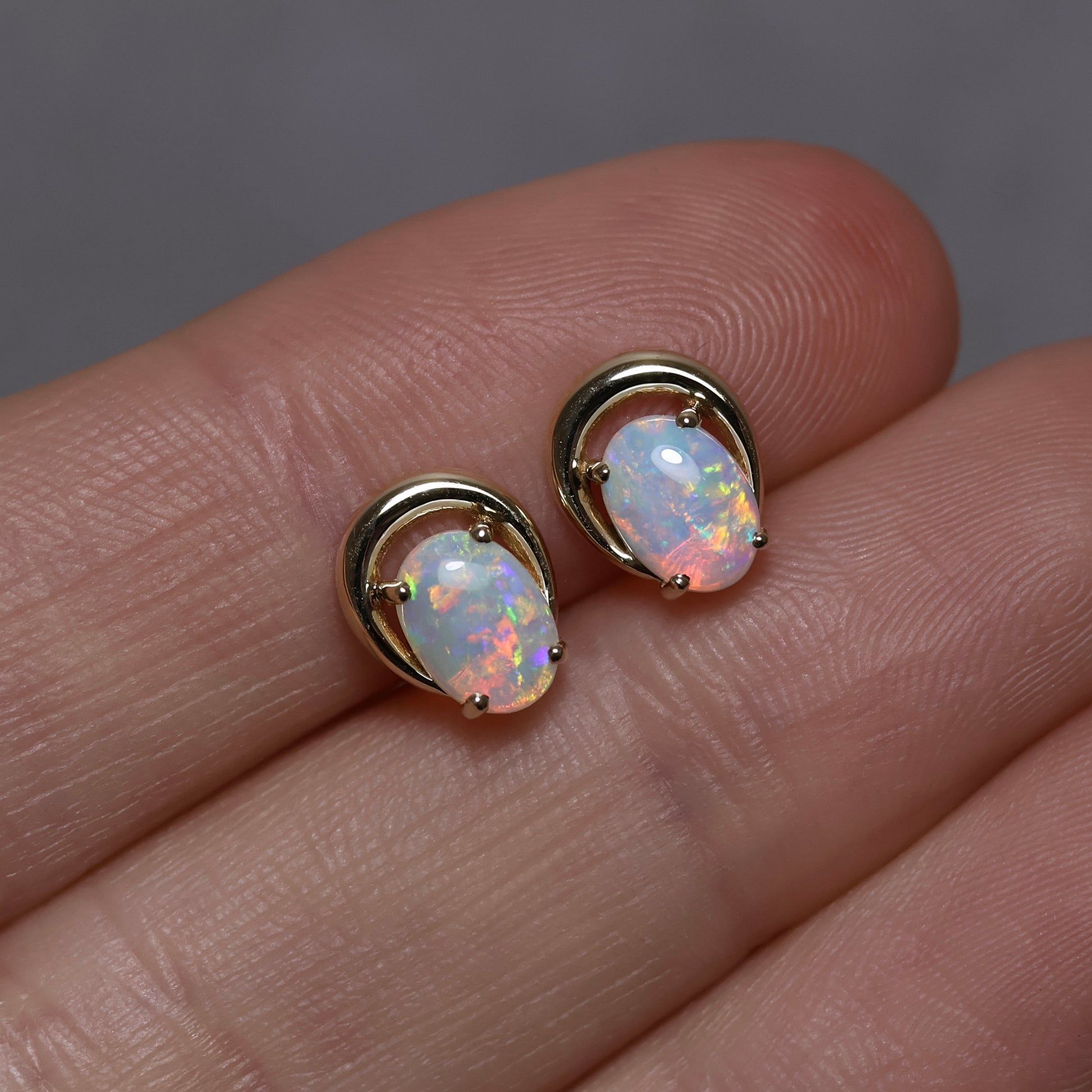 Crystal Opal Studs - 14K Yellow Gold
