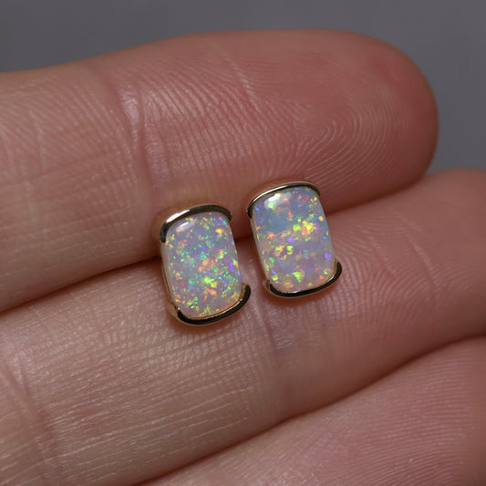 Crystal Opal Studs - 14K Yellow Gold