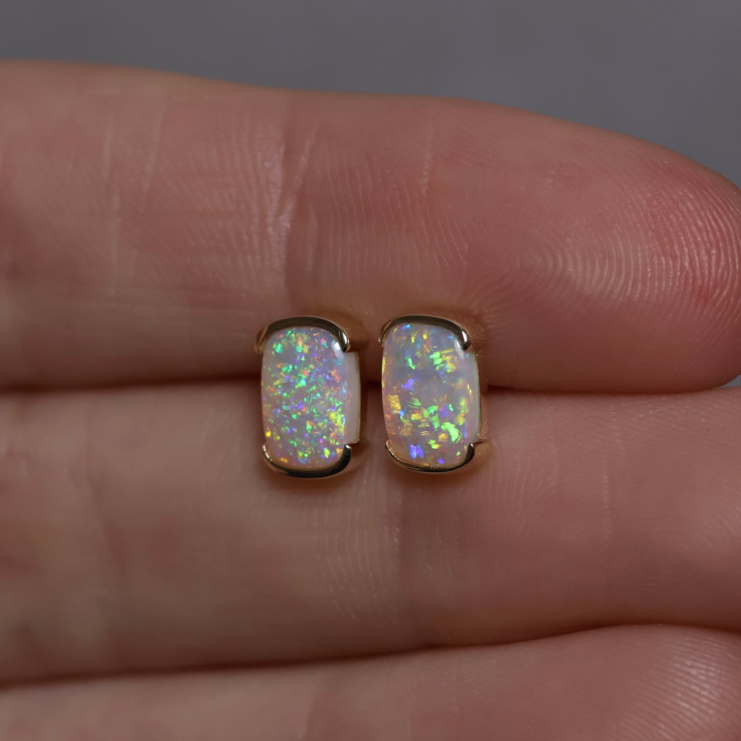 Crystal Opal Studs - 14K Yellow Gold