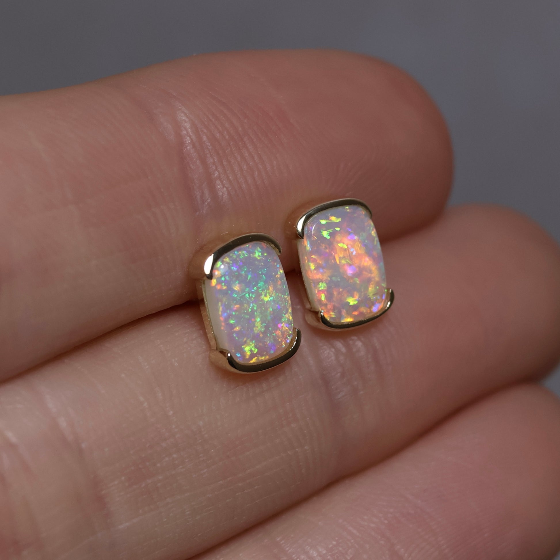 Crystal Opal Studs - 14K Yellow Gold