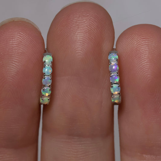 Multi Stone Huggie Earrings - Sterling Silver