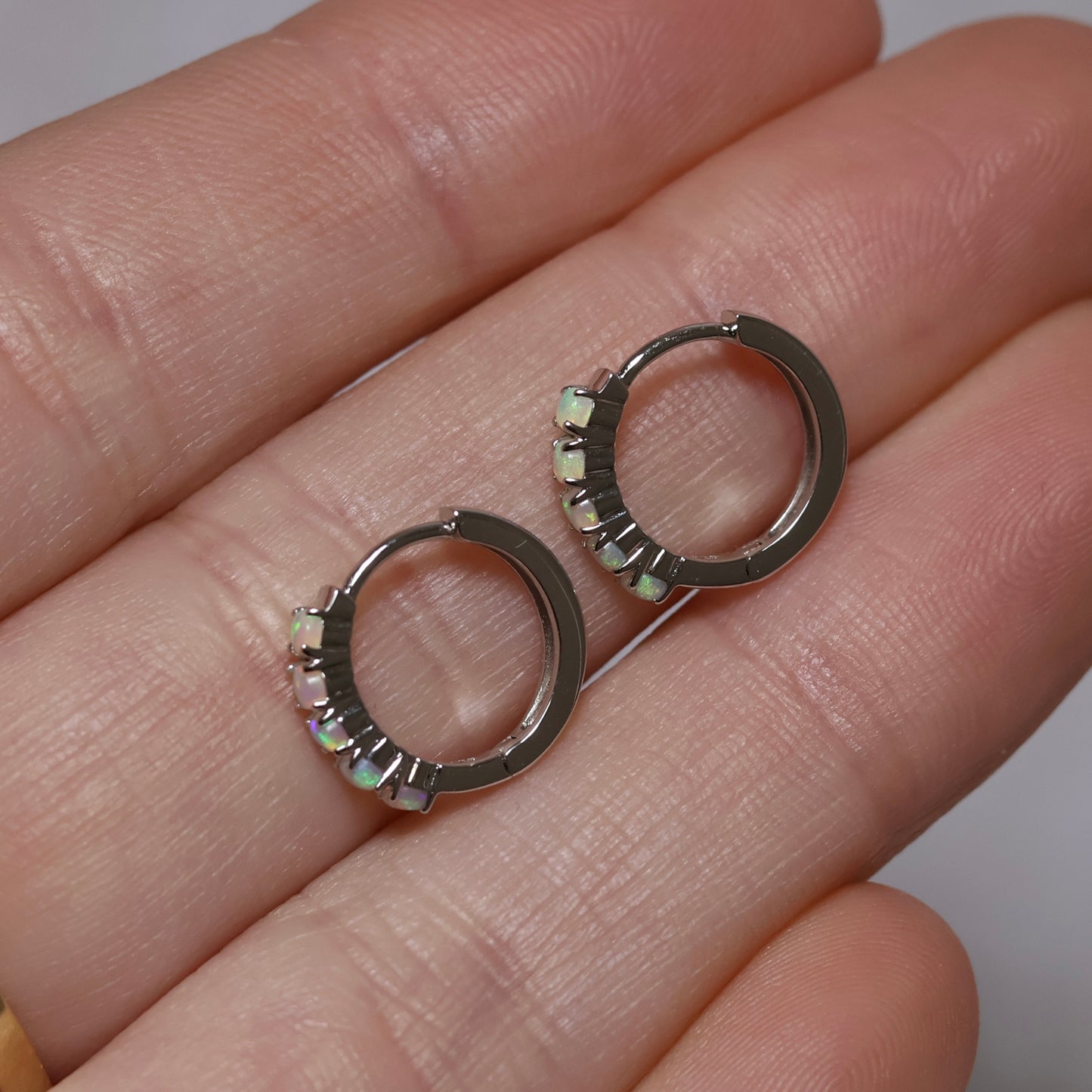 Multi Stone Huggie Earrings - Sterling Silver