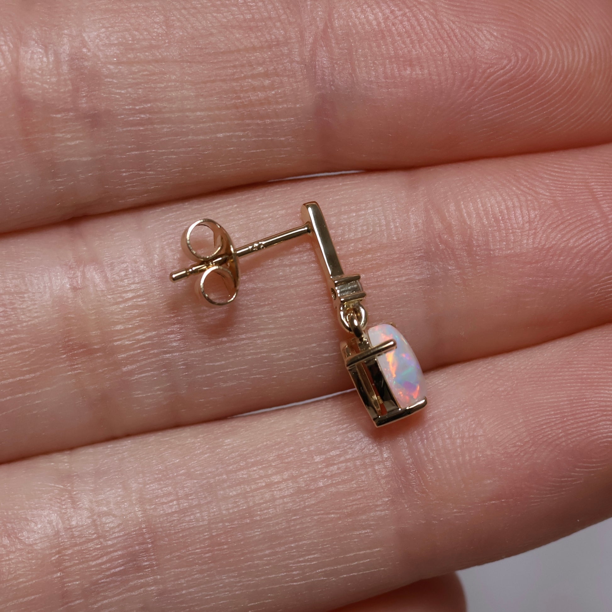 Crystal Opal Studs With Diamonds - 14K Yellow Gold