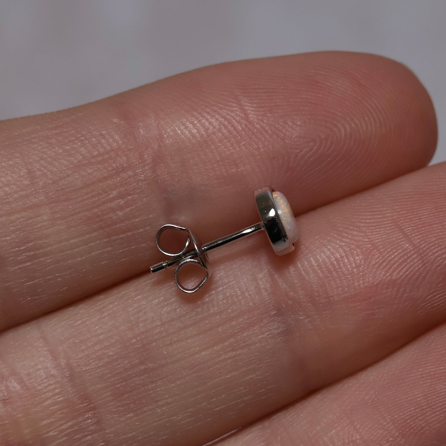 5mm Round Crystal Opal Studs - Sterling Silver