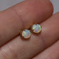 5mm Round Crystal Claw Studs - 14K Yellow Gold