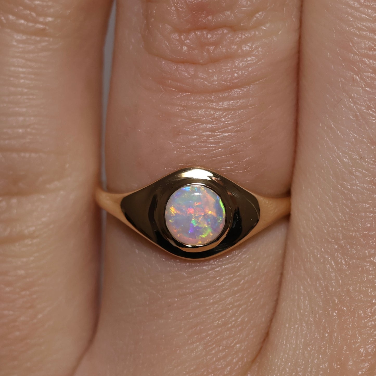 Crystal Opal Signet Ring - 9K Yellow Gold