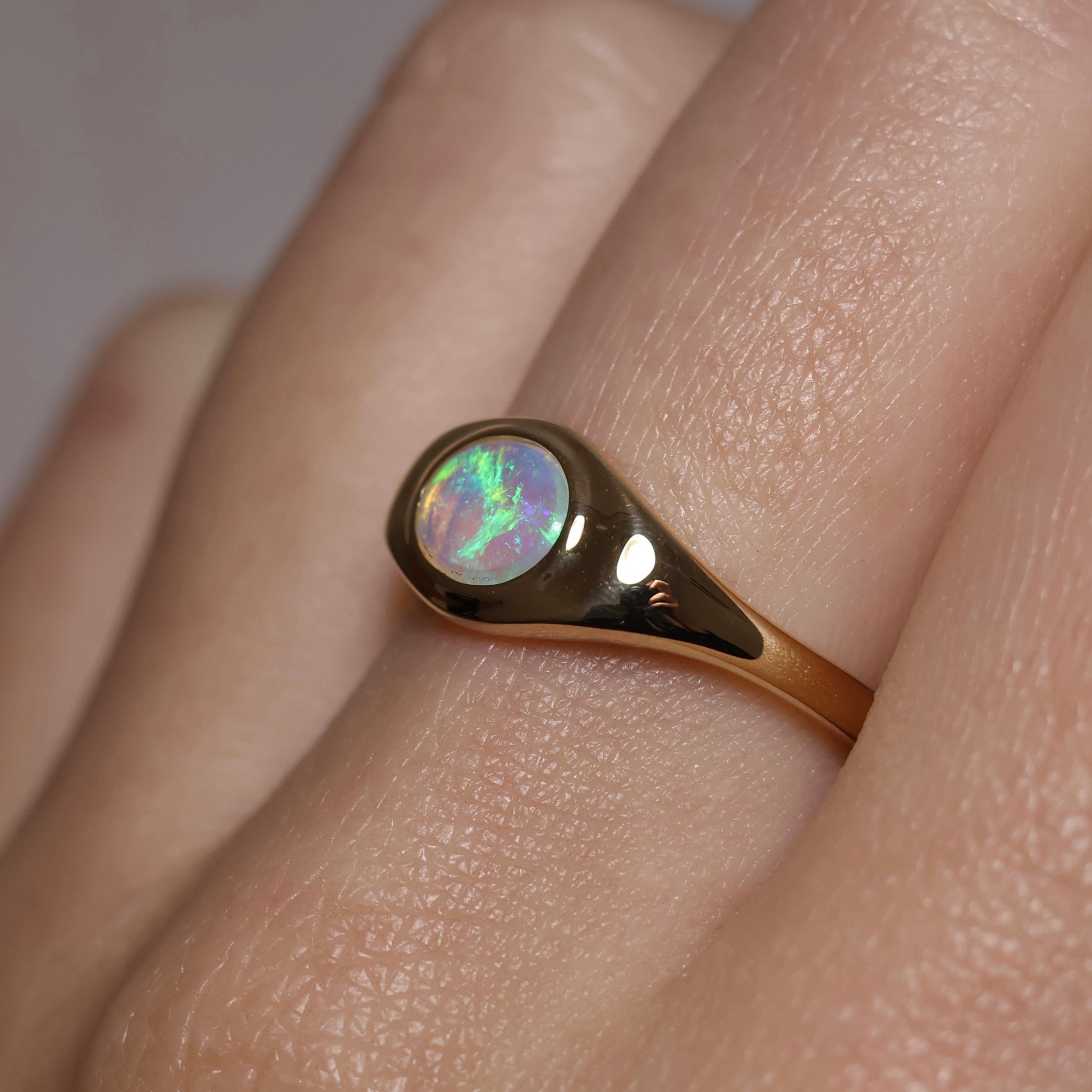 Crystal Opal Signet Ring - 9K Yellow Gold