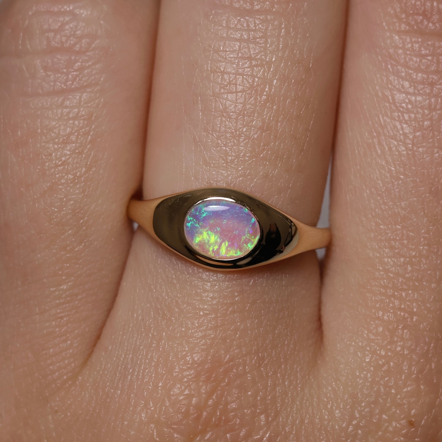 Crystal Opal Signet Ring - 9K Yellow Gold