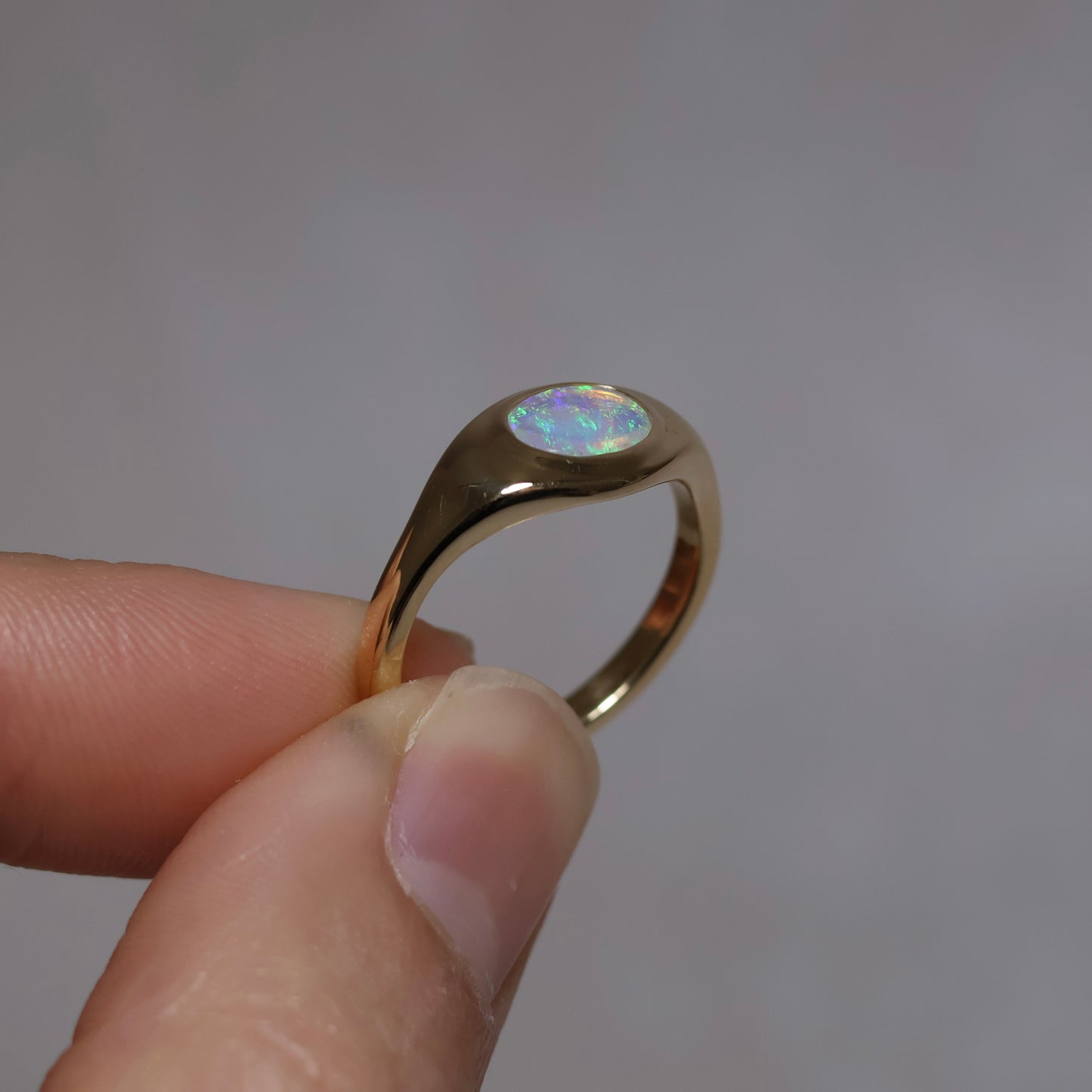 Crystal Opal Signet Ring - 9K Yellow Gold