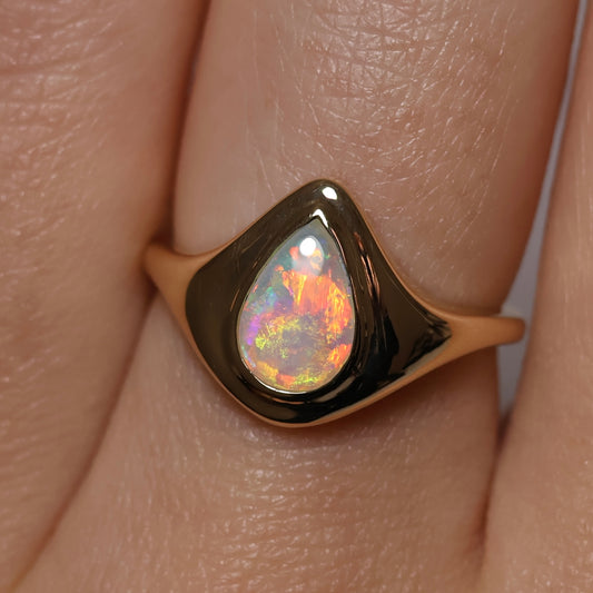 Crystal Opal Signet Ring - 14K Yellow Gold