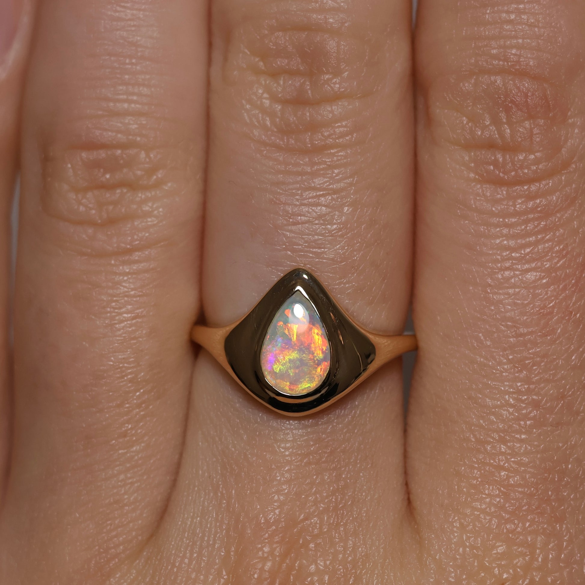 Crystal Opal Signet Ring - 14K Yellow Gold