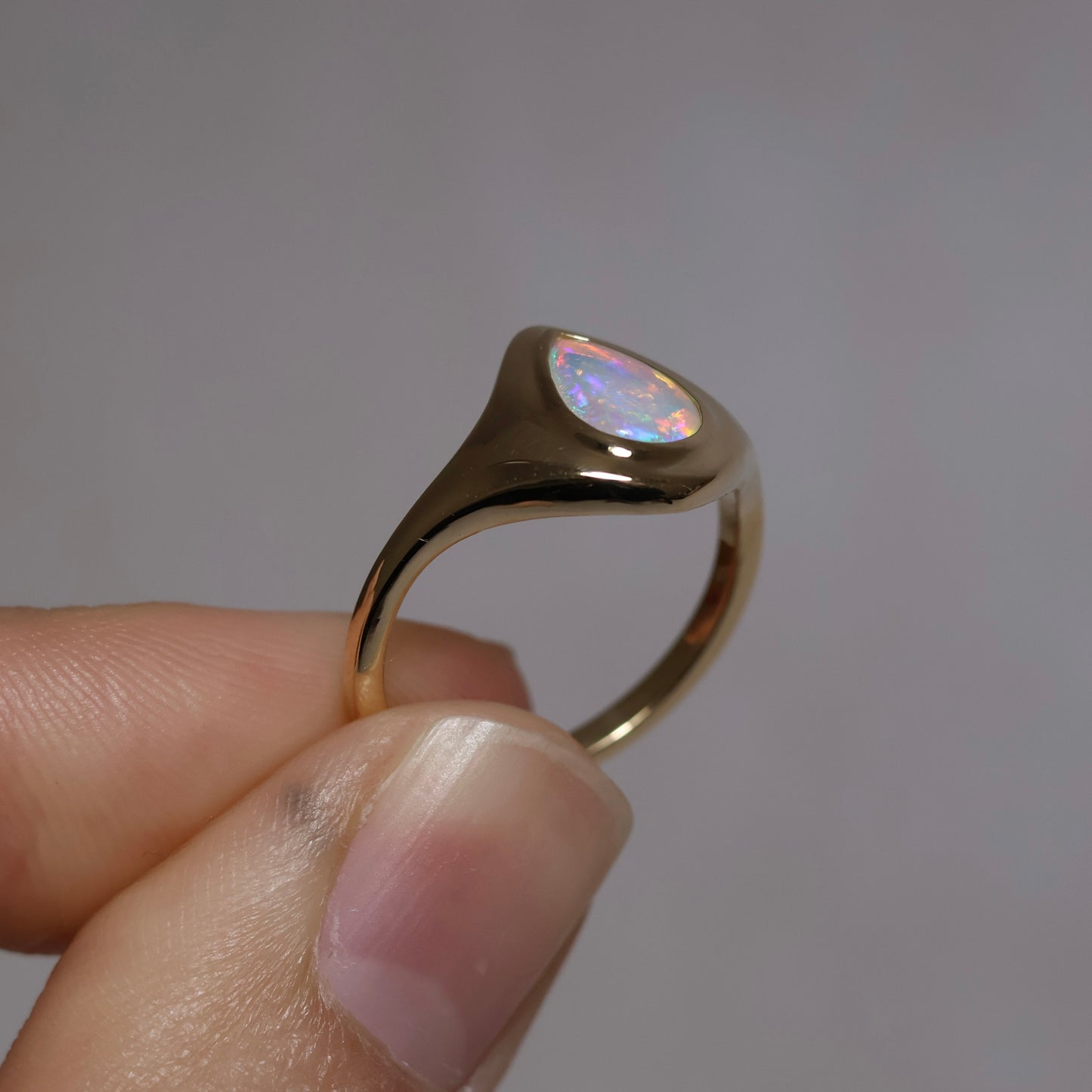 Crystal Opal Signet Ring - 14K Yellow Gold