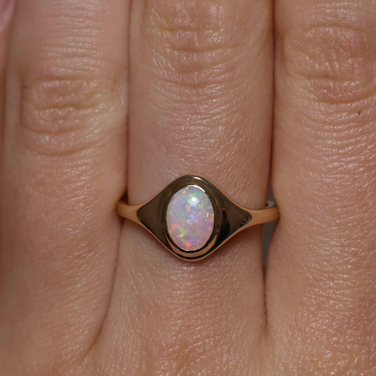 Crystal Opal Signet Ring - 9K Yellow Gold