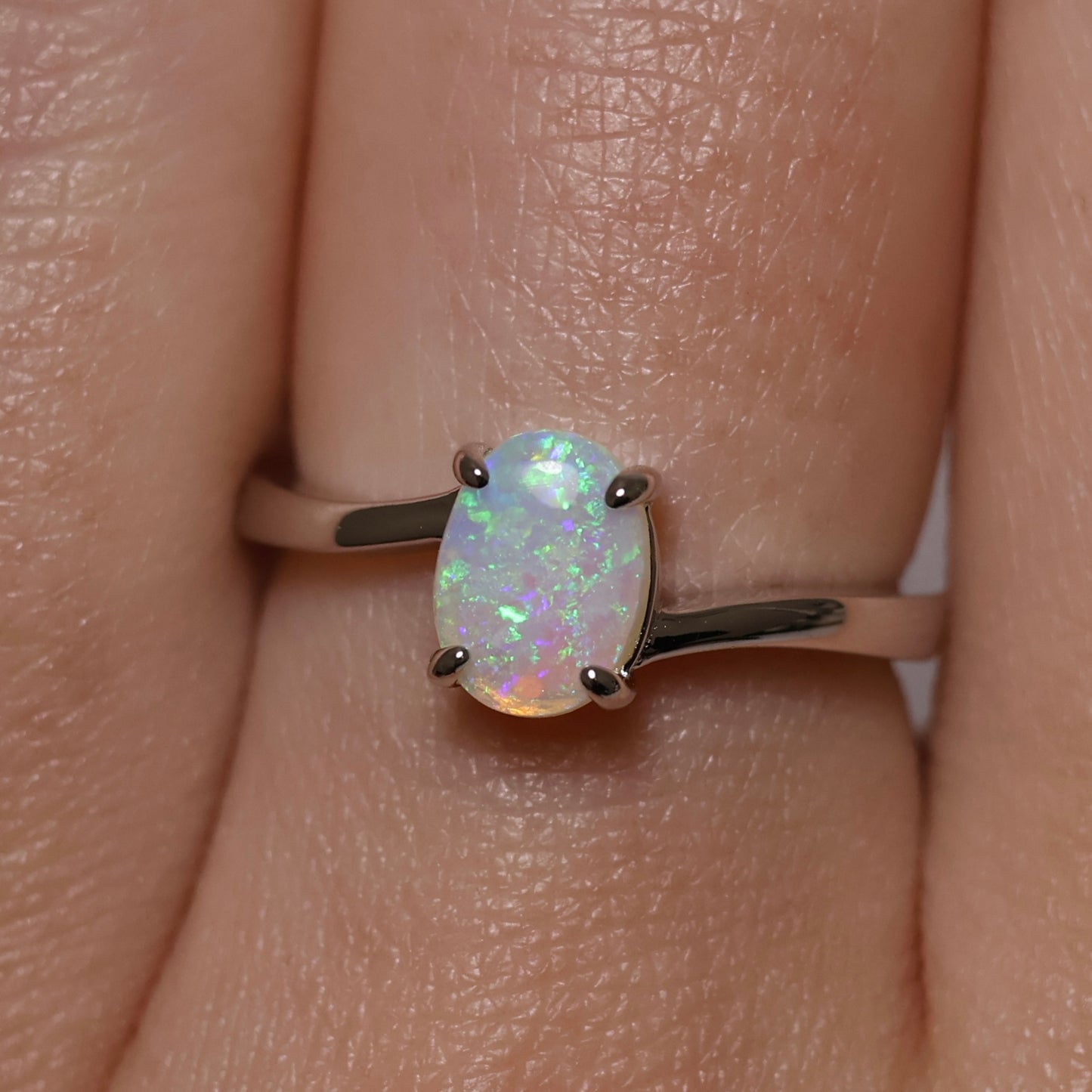 Crystal Opal Ring - Sterling Silver